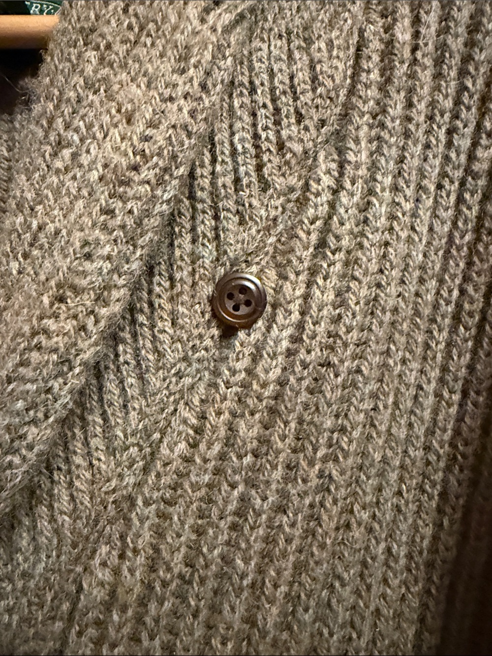 Vintage Ralph Lauren Country Ribbed Shawl Collar Cardigan in Taupe - Picture 5 of 10